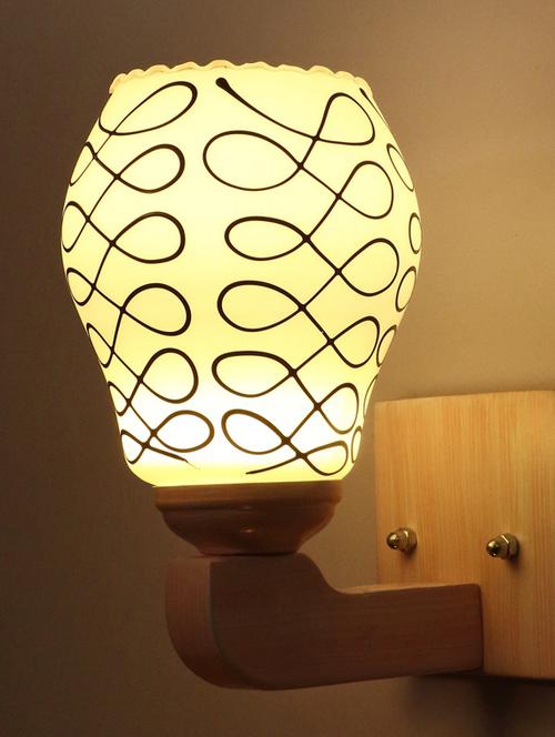 led sconce glass wall lamp with stylish wood fitting sx05 - 18836840 - Very Small Image - 1