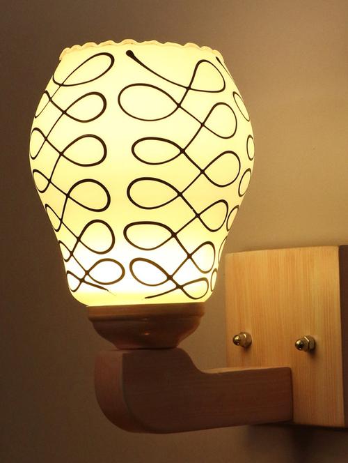 led sconce glass wall lamp/light with stylish wood fitting, 7 watt -df126 - 18836841 - Very Small Image - 1