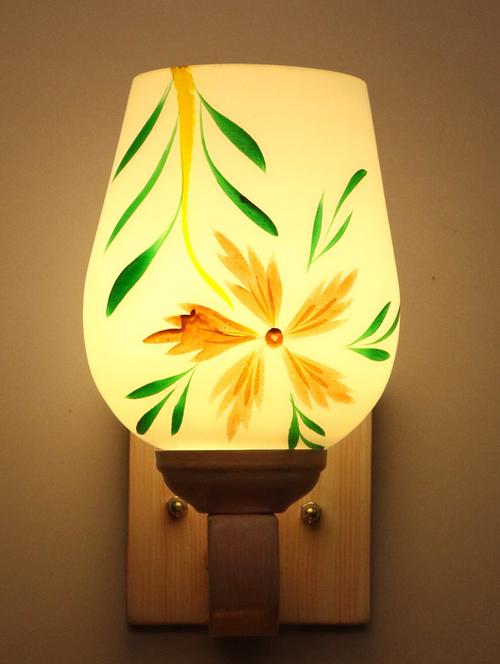 led sconce glass wall lamp/light with stylish wood fitting, 7 watt -df128 - 18836847 - Very Small Image - 1