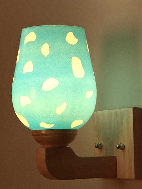 led sconce glass wall lamp with stylish wood fitting sx09 - 18836852 - Very Small Image - 1