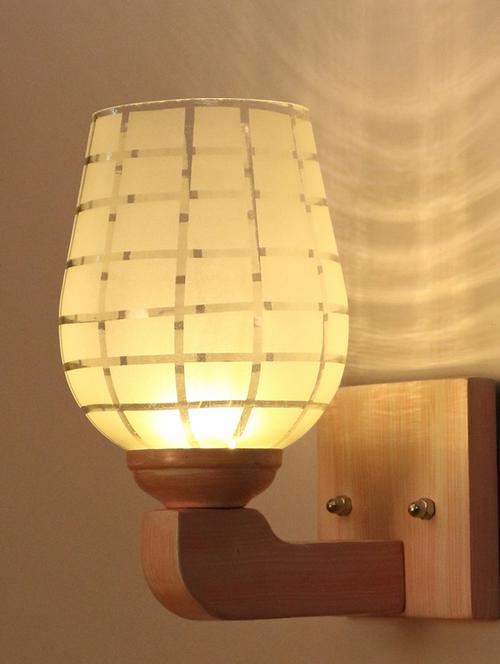 led sconce glass wall lamp/light with stylish wood fitting, 7 watt -df131 - 18836856 - Very Small Image - 1