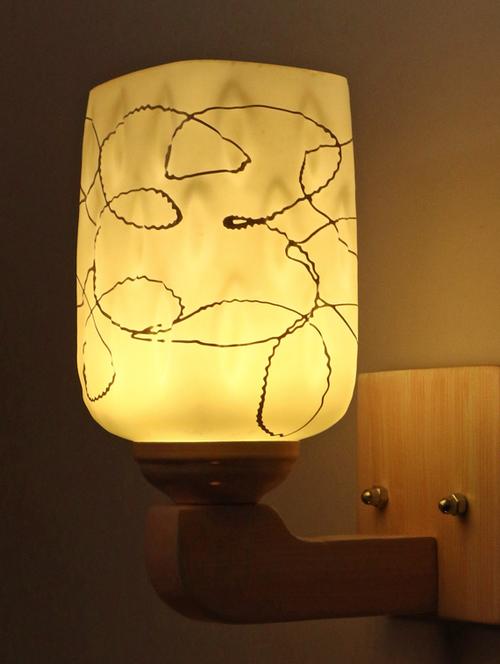 led sconce glass wall lamp/light with stylish wood fitting, 7 watt (set of 4)-df133 - 18836862 - Very Small Image - 1