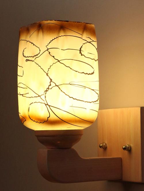 led sconce glass wall lamp/light with stylish wood fitting, 7 watt (set of 4)-df134 - 18836865 - Very Small Image - 1