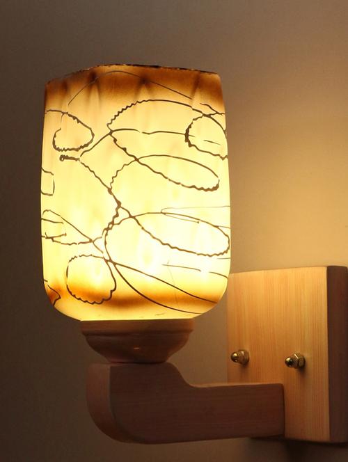 led sconce glass wall lamp/light with stylish wood fitting, 7 watt -df179 - 18836866 - Very Small Image - 1
