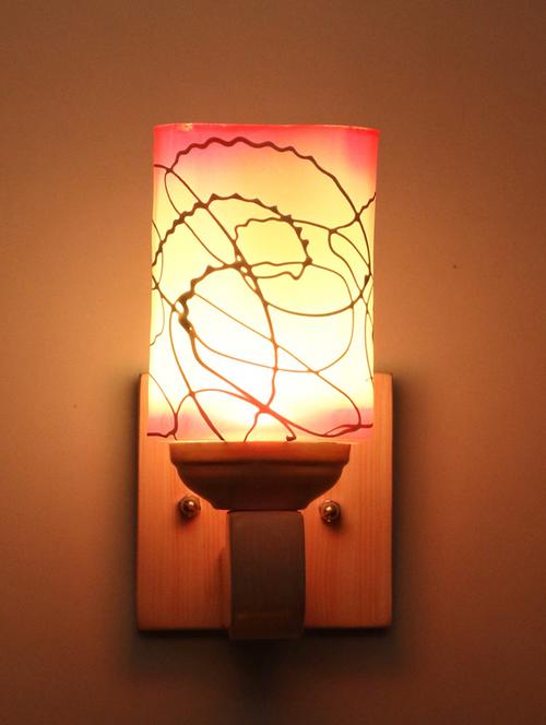 led sconce glass wall lamp/light with stylish wood fitting, 7 watt (set of 2)-df149 - 18836891 - Very Small Image - 1