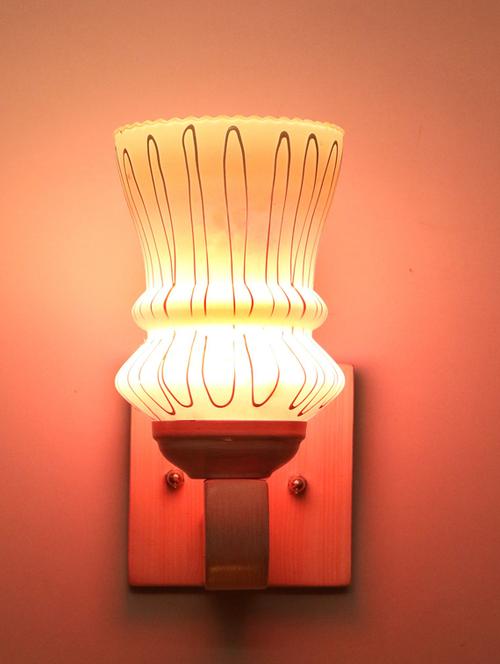 led sconce glass wall lamp/light with stylish wood fitting, 7 watt (set of 2)-df23 - 18836894 - Very Small Image - 1