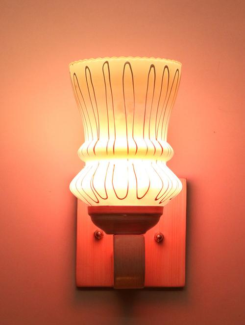 led sconce glass wall lamp/light with stylish wood fitting, 7 watt (set of 4)-df75 - 18836895 - Very Small Image - 1