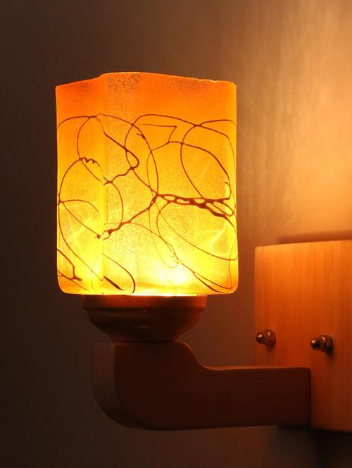 led sconce glass wall lamp/light with stylish wood fitting, 7 watt (set of 4)-df152 - 18836903 - Very Small Image - 1