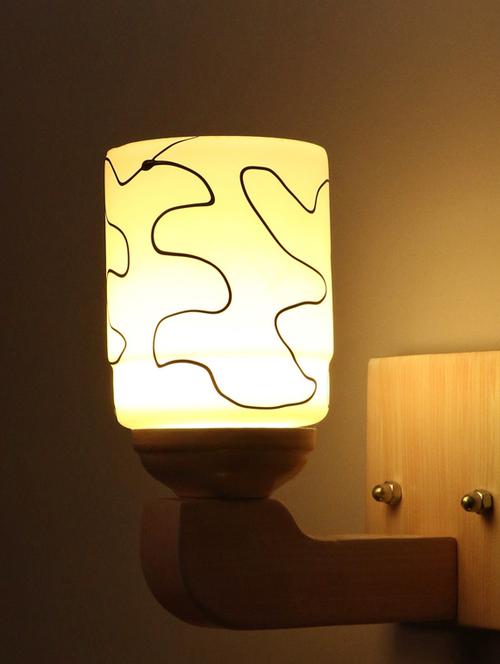 led sconce glass wall lamp with stylish wood fitting sx35 - 18836914 - Very Small Image - 1