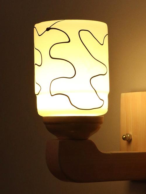 led sconce glass wall lamp/light with stylish wood fitting, 7 watt -df156 - 18836915 - Very Small Image - 1