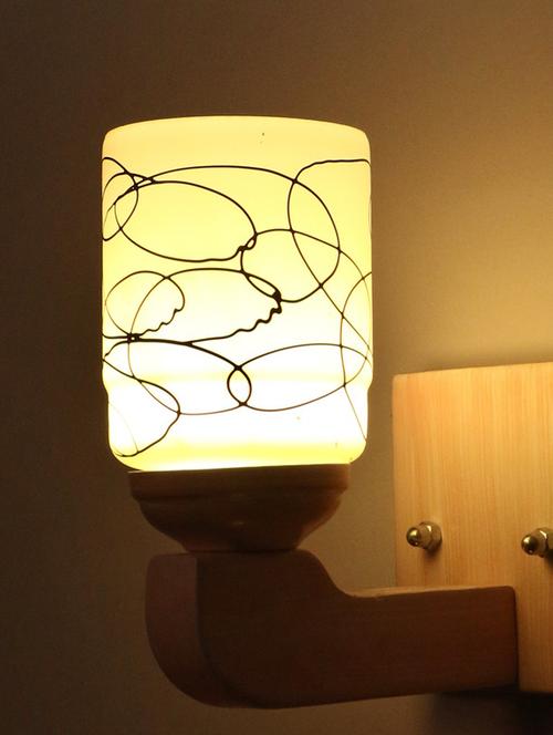 led sconce glass wall lamp with stylish wood fitting sx36 - 18836917 - Very Small Image - 1