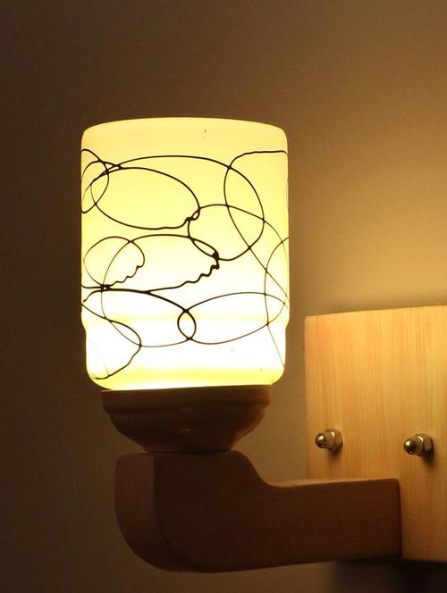 led sconce glass wall lamp/light with stylish wood fitting, 7 watt -df157 - 18836918 - Very Small Image - 1