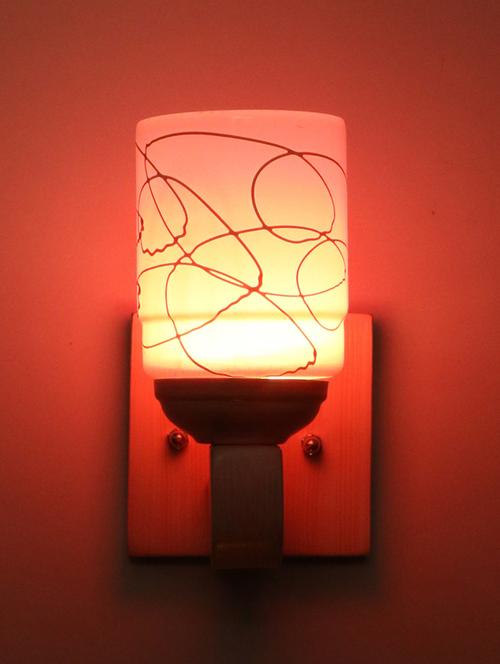 led sconce glass wall lamp/light with stylish wood fitting, 7 watt (set of 2)-df158 - 18836921 - Very Small Image - 1
