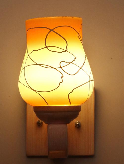 led sconce glass wall lamp with stylish wood fitting sx39 - 18836926 - Very Small Image - 1