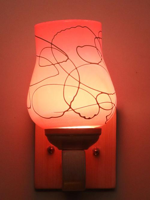 led sconce glass wall lamp/light with stylish wood fitting, 7 watt (set of 4)-df161 - 18836930 - Very Small Image - 1