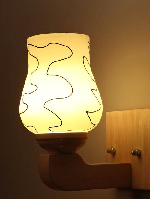 led sconce glass wall lamp with stylish wood fitting sx42 - 18836935 - Very Small Image - 1