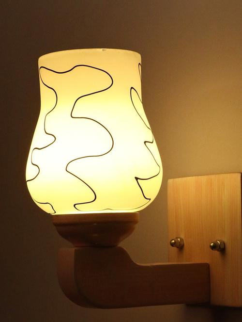 led sconce glass wall lamp/light with stylish wood fitting, 7 watt (set of 4)-df163 - 18836936 - Very Small Image - 1