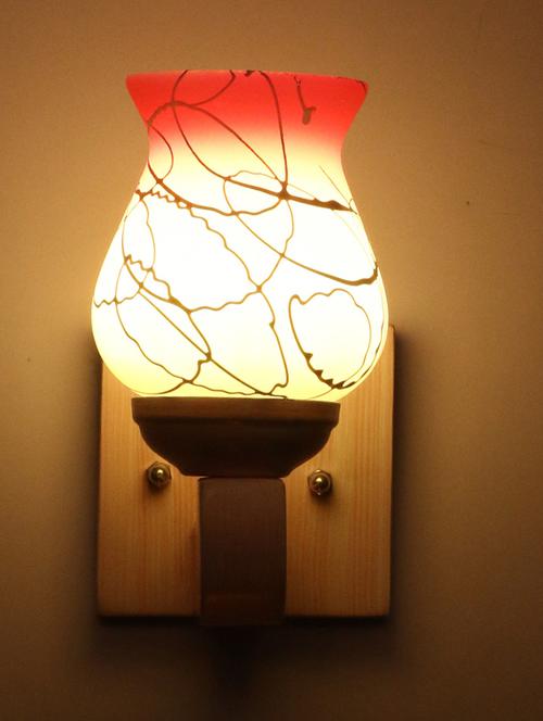 led sconce glass wall lamp with stylish wood fitting sx44 - 18836941 - Very Small Image - 1