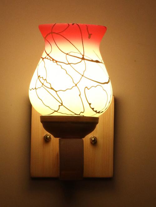 led sconce glass wall lamp/light with stylish wood fitting, 7 watt (set of 2)-df165 - 18836942 - Very Small Image - 1