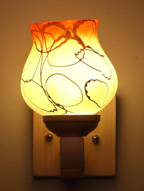 led sconce glass wall lamp with stylish wood fitting sx48 - 18836953 - Very Small Image - 1