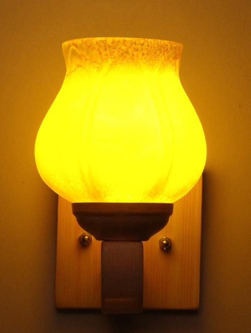 led sconce glass wall lamp/light with stylish wood fitting, 7 watt -df215 - 18836957 - Very Small Image - 1