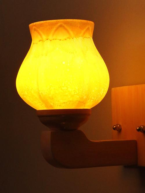 led sconce glass wall lamp with trendy pink wood fitting dx10 - 18836959 - Very Small Image - 1