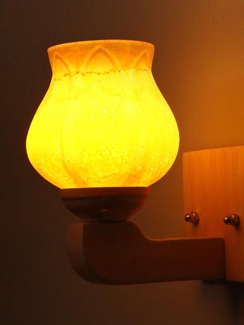 led sconce glass wall lamp/light with stylish wood fitting, 7 watt -df236 - 18836961 - Very Small Image - 1
