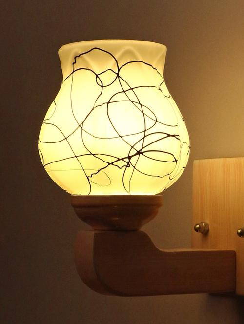 led sconce glass wall lamp with trendy pink wood fitting dx12 - 18836965 - Very Small Image - 1
