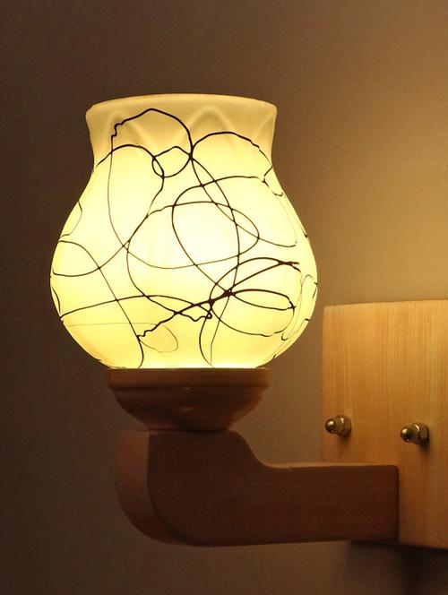 led sconce glass wall lamp/light with stylish wood fitting, 7 watt (set of 4)-df238 - 18836967 - Very Small Image - 1
