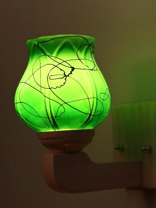 led sconce glass wall lamp/light with stylish wood fitting, 7 watt -df239 - 18836970 - Very Small Image - 1