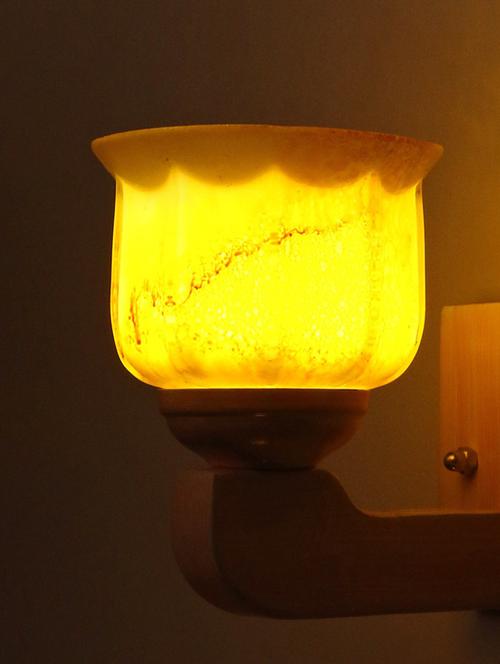 led sconce glass wall lamp with trendy pink wood fitting dx15 - 18836977 - Very Small Image - 1