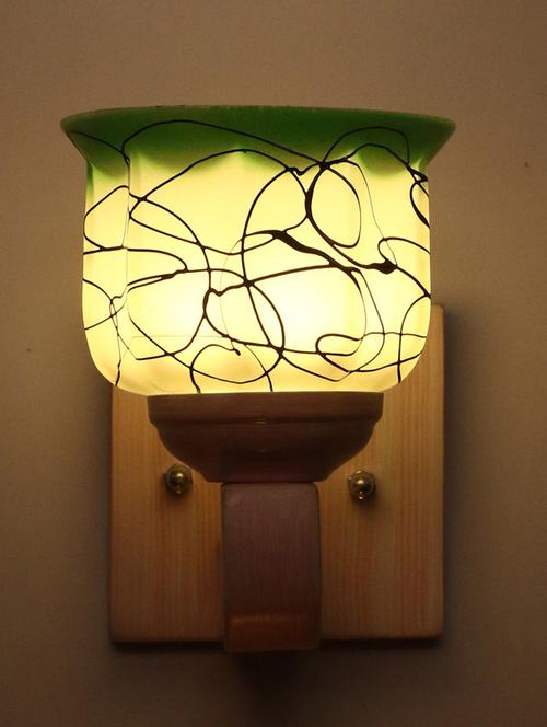 led sconce glass wall lamp with trendy pink wood fitting dx17 - 18836983 - Very Small Image - 1