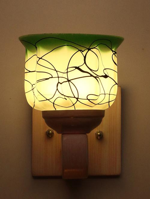 led sconce glass wall lamp/light with stylish wood fitting, 7 watt -df223 - 18836984 - Very Small Image - 1