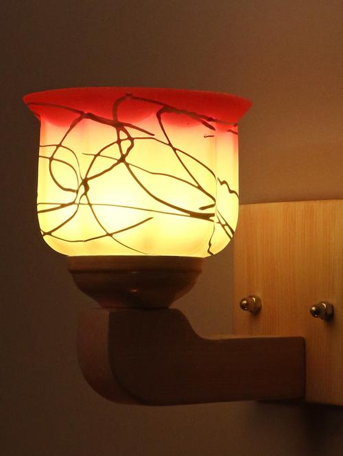 led sconce glass wall lamp/light with stylish wood fitting, 7 watt (set of 4)-df224 - 18836987 - Very Small Image - 1