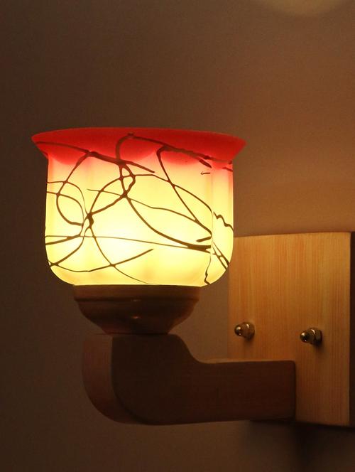 led sconce glass wall lamp/light with stylish wood fitting, 7 watt -df244 - 18836988 - Very Small Image - 1