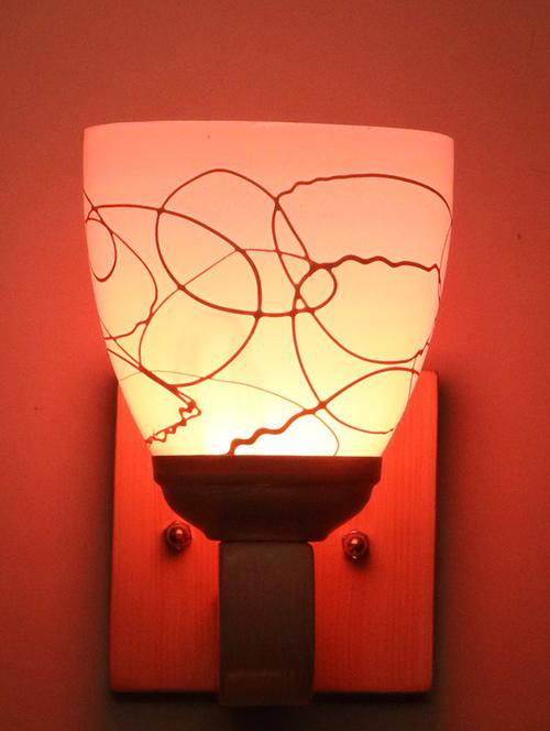 led sconce glass wall lamp with trendy pink wood fitting dx19 - 18836989 - Very Small Image - 1