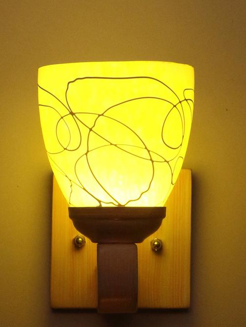 led sconce glass wall lamp/light with stylish wood fitting, 7 watt (set of 4)-df226 - 18836993 - Very Small Image - 1