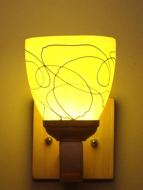 led sconce glass wall lamp/light with stylish wood fitting, 7 watt (set of 4)-df246 - 18836994 - Very Small Image - 1