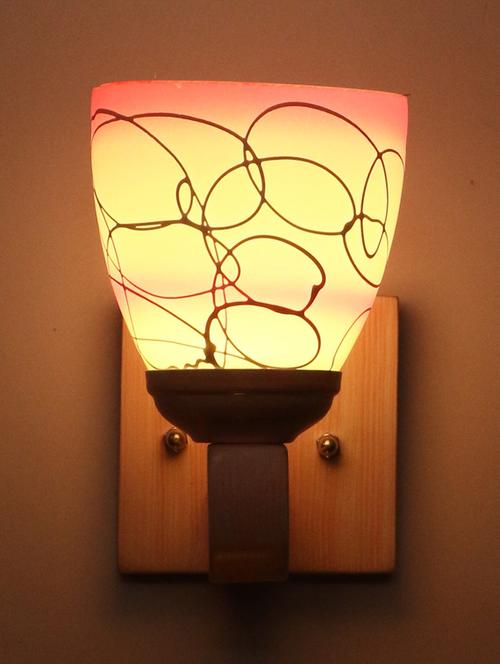 led sconce glass wall lamp/light with stylish wood fitting, 7 watt (set of 4)-df227 - 18836996 - Very Small Image - 1
