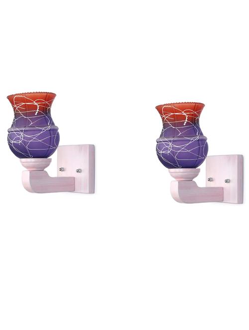 led sconce glass wall lamp/light with stylish wood fitting, 7 watt (set of 2)-df32 - 18837041 - Very Small Image - 1