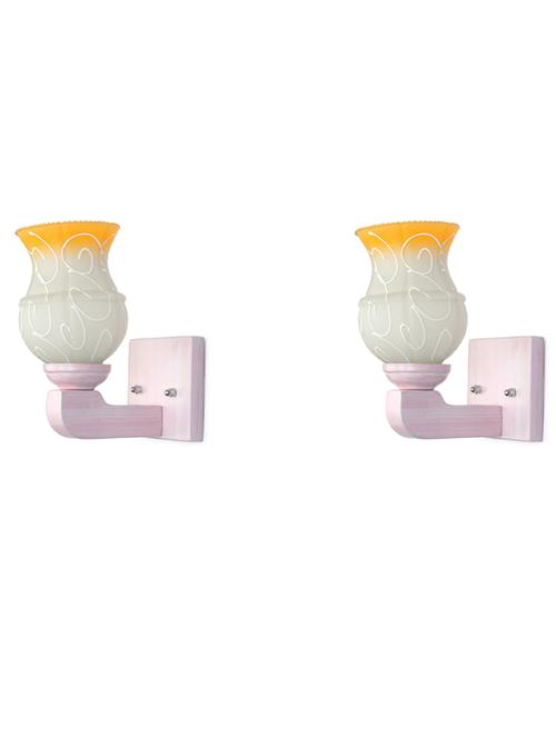 led sconce glass wall lamp/light with stylish wood fitting, 7 watt (set of 2)-df33 - 18837044 - Very Small Image - 1