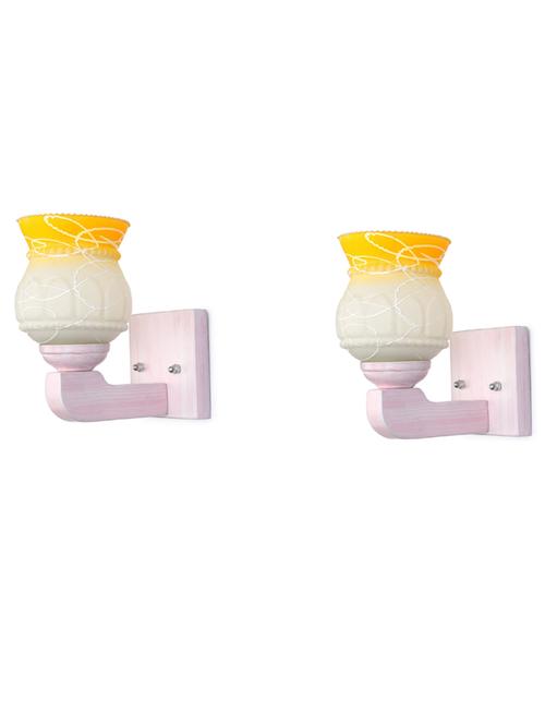led sconce glass wall lamp/light with stylish wood fitting, 7 watt (set of 2)-df36 - 18837053 - Very Small Image - 1