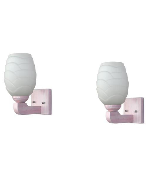 led sconce glass wall lamp/light with stylish wood fitting, 7 watt (set of 2)-df45 - 18837080 - Very Small Image - 1