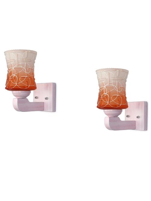 led sconce glass wall lamp/light with stylish wood fitting, 7 watt (set of 2)-df46 - 18837083 - Very Small Image - 1
