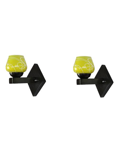 stylish designer led sconce wall lamp/ light, yellow, glass, wood, (set of two)-mot43 - 18837540 - Very Small Image - 1