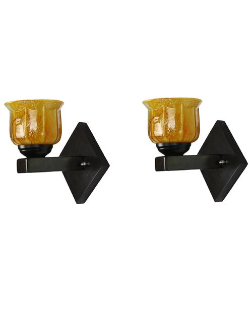 stylish designer led sconce wall lamp/ light, yellow, glass, wood, (set of two)-mot76 - 18837638 - Very Small Image - 1