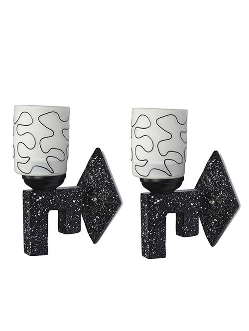 marvel design stylish black white wood wall lamp/ light of colorful glass shade (set of two)-x76 - 18838001 - Very Small Image - 1