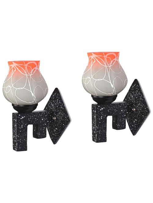 marvel design stylish black white wood wall lamp/ light of colorful glass shade (set of two)-x8 - 18838034 - Very Small Image - 1