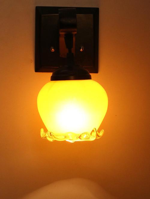 decorative pendent wall lamp/ light, glass & wood -a28 - 18838117 - Very Small Image - 1