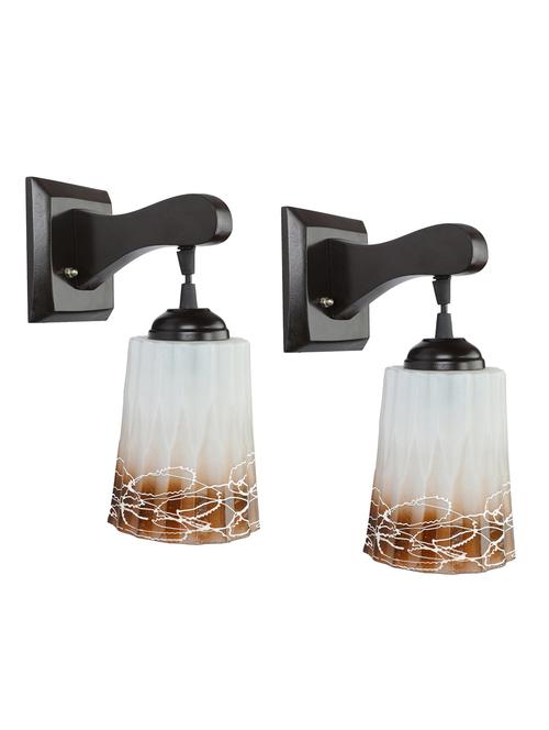 decorative pendent wall lamp/ light, glass & wood -a35, pack of 2 - 18838124 - Very Small Image - 1